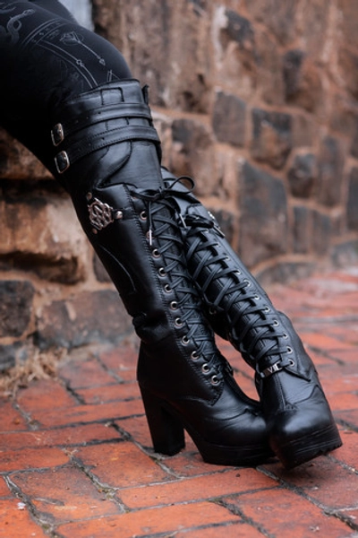 Women's Heeled Monolith Moto Boots - Classic Black - US Women's 6