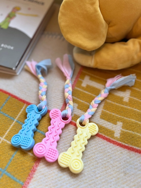 Pack of 3 | Chewable Bone Dog Toy with Rope | Perfect Level Toughness Dog Chew Toy | Puppy Chew Toys for Teething | XS - Medium Sized Dogs