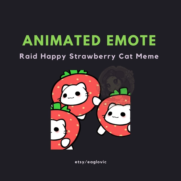 ANIMATED Happy Strawberry Cat Emote Meme Emote Strawberry Cat, Happy Cat, Emote Cute Emote Gif Better Tv Discord Emotes Streamer