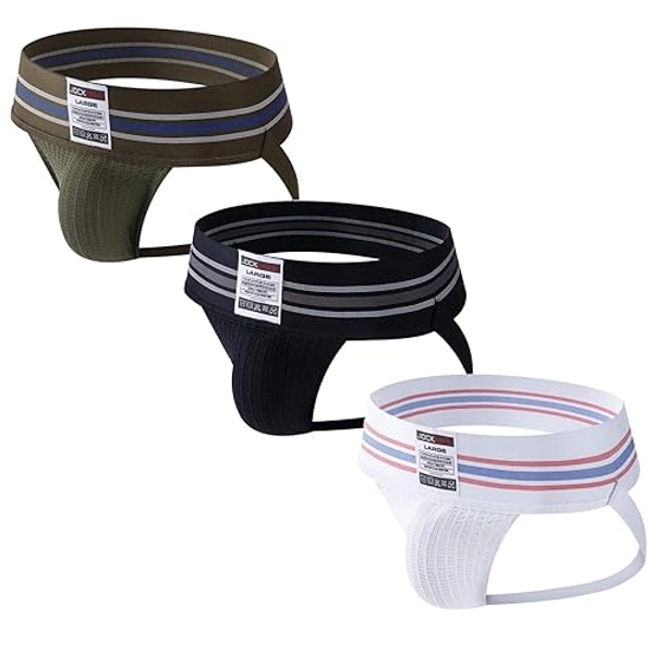 JOCKMAIL 3PCS/PACK Mens Jock Strap Briefs Mens Athletic Jockstrap Sport Underwear Briefs Athletic Supporter