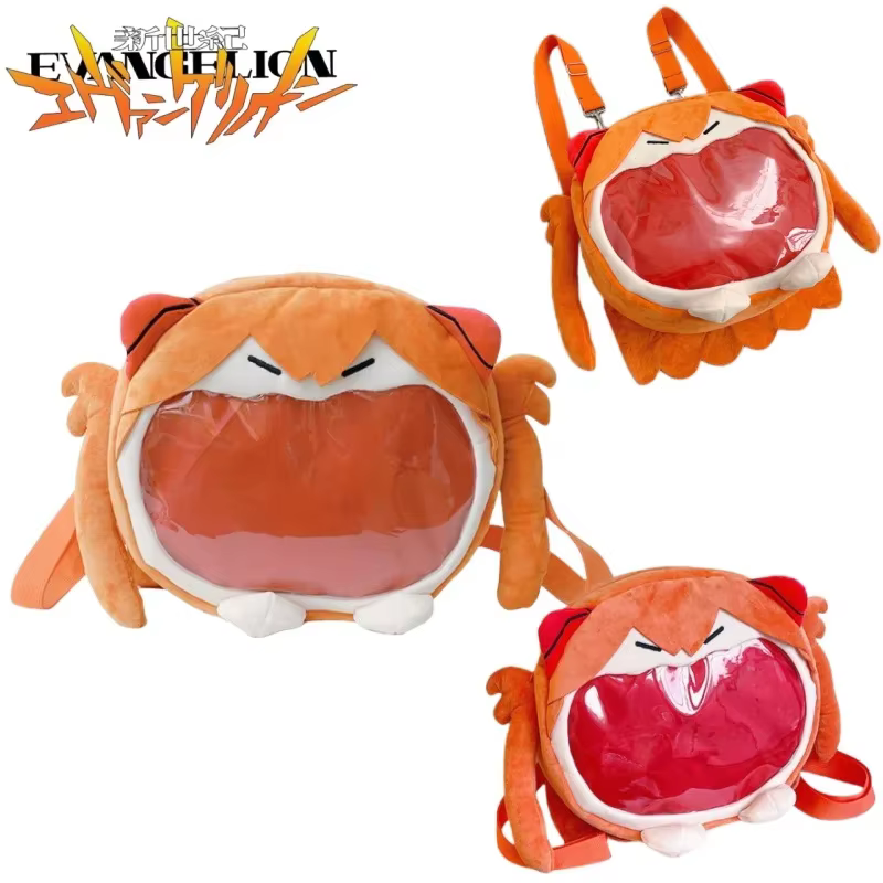 Bandai Neon Genesis Evangelion Mochila de felpa Dibujos animados Asuka Langley Soryu Itabag Almacenamiento de insignias de gran capacidad para regalos de vacaciones - AliExpress 26