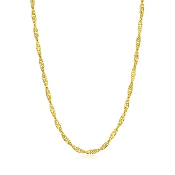 CHOW SANG SANG 999.9 24K Solid Gold Price-by-Weight Gold Twisted, Singapore Chain Necklace 64425N