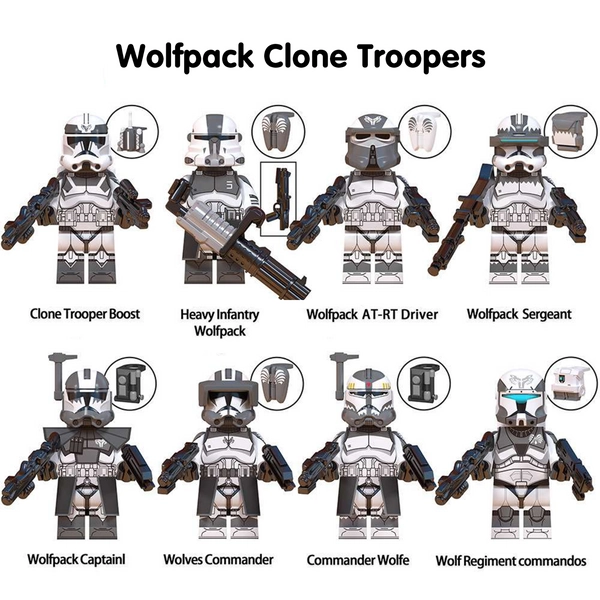 Star Wars Wolfpack Clone Troopers Custom Minifigure for gift 2 inch 8 pack