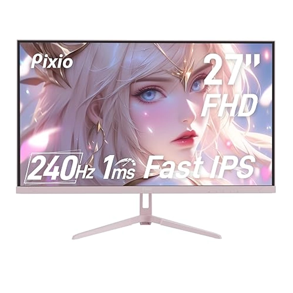 Pixio PX279 Wave Pink 27 inch 240Hz Refresh Rate FHD 1080p Resolution Fast IPS Panel 1ms GTG Resonse Time Gaming Monitor with Adaptive Sync