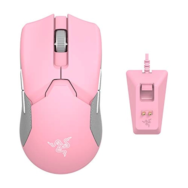 Razer Viper Ultimate Lightweight Wireless Gaming Mouse & RGB Charging Dock: Hyperspeed Wireless Technology - 20K DPI Optical Sensor - 78g - Optical Mouse Switch - 70 Hr Battery - Quartz Pink