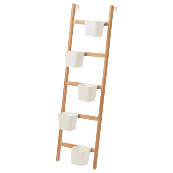 5 pot ladder - bambu/branco 125 cm