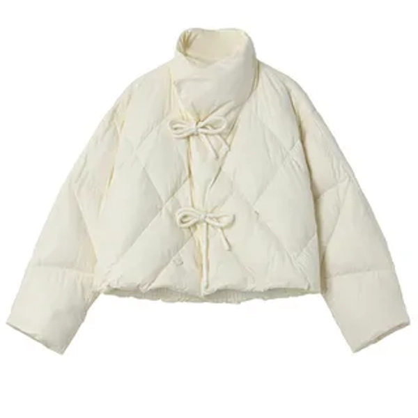 Bow Button Puffer Jacket