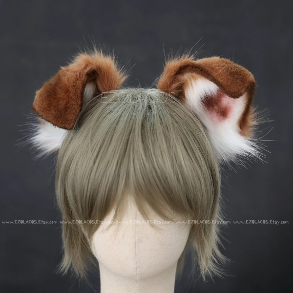 Handband Luxury Dog Ear and Tail Cosplay,Huskie Ear Headband,Shepherd Dog Ear,Halloween Cosplay Beast Ear,Faux Fur Animal Ear and Tail