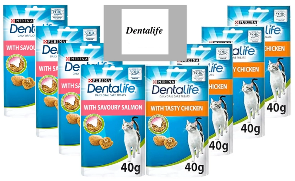 Bundle with Purina Dentalife Cat Treats - 2 Flavors for Happy Cats(Pack of 8)