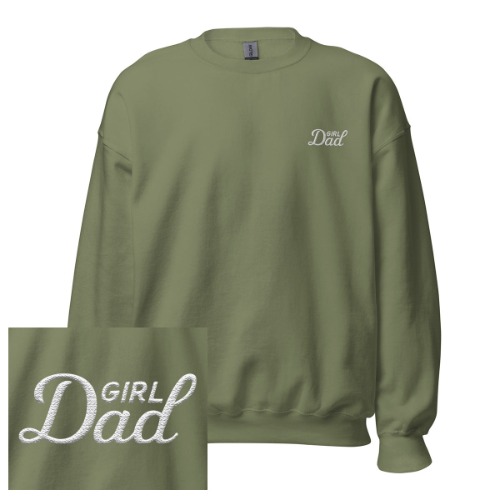 Girl Dad Embroidered Crewneck | Olive / M