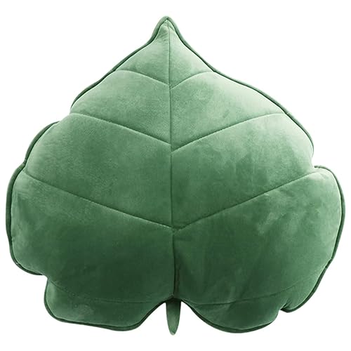 3D Leaf Throw Pillow, Decorative Plant Pillow, Soft Plush Leaf Shaped Cushion, Novelty Plush Backrest Pillow, Comfortable Plant Sleeping Cushion for Bedroom Sofa Couch Living Room 19.7x19.7in (Green) - Green