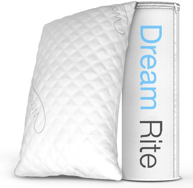 Dream Rite Shredded Hypoallergenic Memory Foam Pillow WonderSleep Series Luxury Adjustable Loft Home Pillow Hotel Collection Grade Washable Removable Cooling Bamboo Derived Rayon Cover- Queen 1 Pack - 