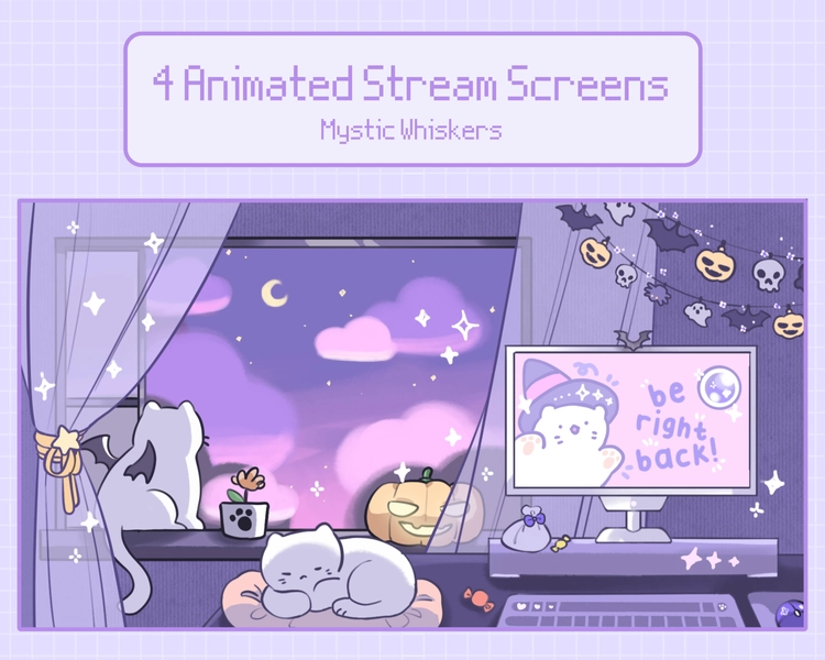 4 Animated Cute Twitch Screens