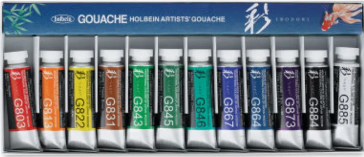 Holbein Irodori Artist Gouache - Summer, Set of 12, 15 ml, Tubes