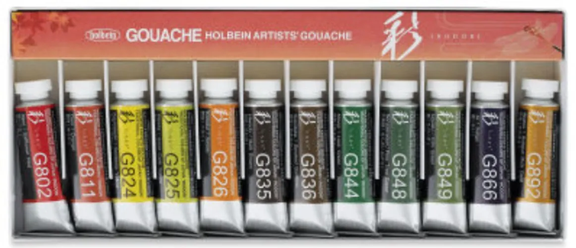 Holbein Irodori Artist Gouache - Autumn, Set of 12, 15 ml, Tubes