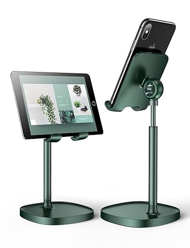 LISEN Cell Phone Stand,Angle Height Adjustable Stable Cell Phone Stand for Desk,Sturdy Aluminum Metal Phone Holder (Green) - Green