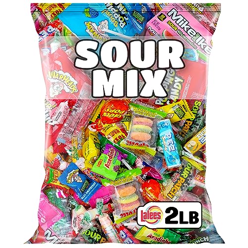 Sour Candy - Sour Candy Variety Pack - 2 Pounds - Extreme Sour Bulk Candies Mix - Individually Wrapped Candy - Assorted Candy for Goodie Bags - Sour Candy Party Favors for Kids - 2 Pound (Pack of 1)