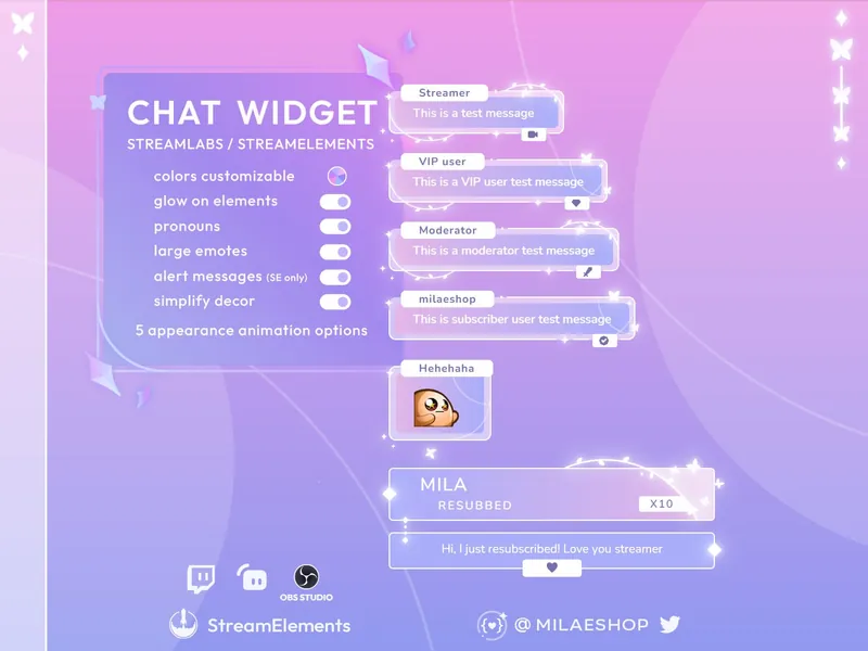 Butterfy chat widget Twitch Streamlabs | Streamelements