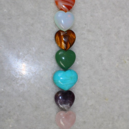 7 Healing Chakra Crystal Hearts - Set of 7