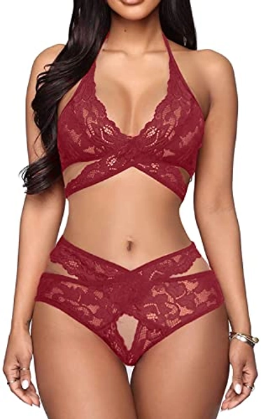 Donnalla Women Sexy Lingerie Set Two Piece Lace Bra and Panty Set bralette Sleepwear