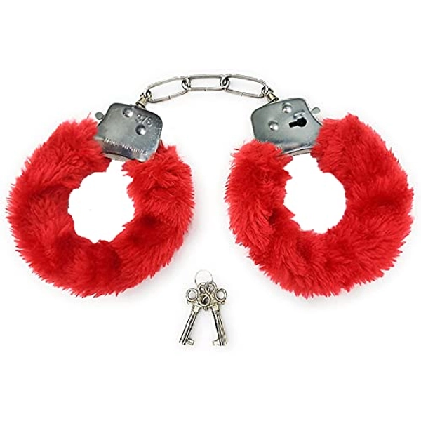 FZCRRDU KOCCAE Toy Handcuffs, Fur Cusioned Metal Handcuffs with Safety Lock, Pretend Play Dress Up Party Handcuffs