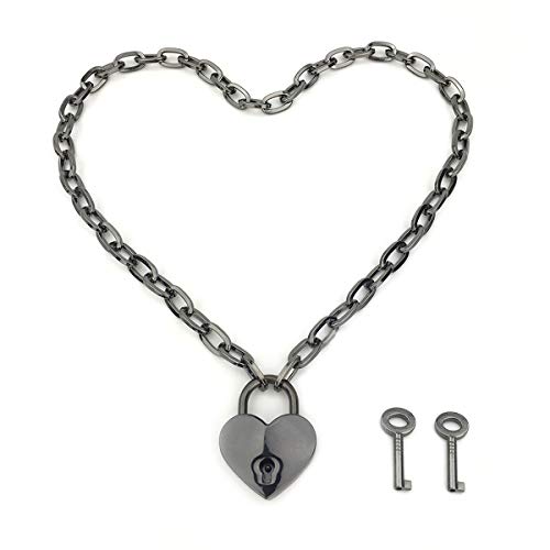 Succuba Padlock Necklace Chain Collar Choker with Two Keys and Box for Women, Men and Pet - G - 16 Inches