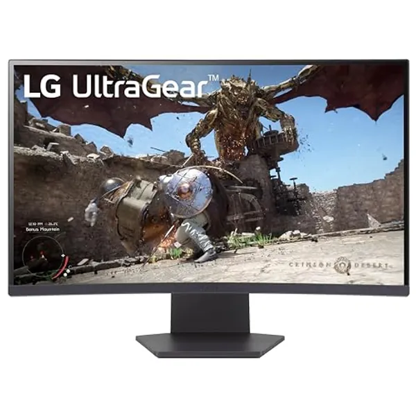 LG 27GS60QC-B Ultragear 27 inch QHD (2560x1440) 180Hz 1ms Curved Gaming Monitor 1000R AMD FreeSync HDR10 HDMIx2 DisplayPort Borderless Design Black Stabilizer DAS Crosshair FPS Counter Black