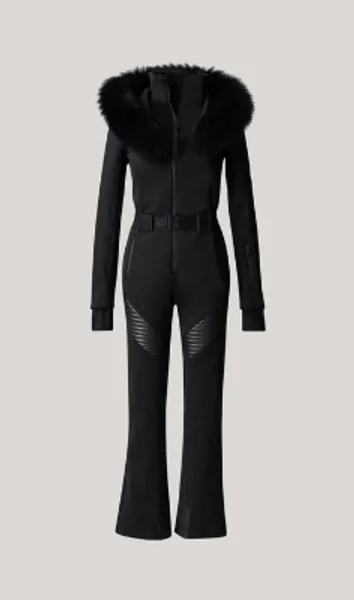 ELLE down ski suit with removable blue fox fur Signature Mackage Collar
