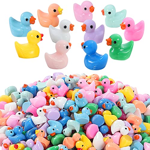 GliSun 220 Pieces Mini Resin Ducks Tiny Duck for Garden Micro Landscape Ornament Dollhouse Prank Christmas Falloween Birthday Party Favors DIY Decoration Craft（11 Colors）