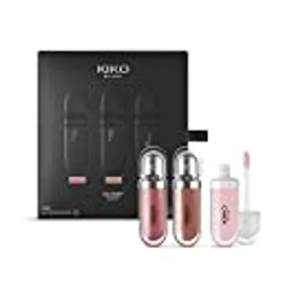 KIKO Milano Glossy Lip Set | Make-Up-Set: 2 Feuchtigkeitsspendende Lipglosse Und 1 Perfektionierende Lippencreme