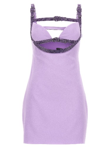 Versace X Dua Lipa Crystal Cut Out Dress Dresses Purple - 40IT