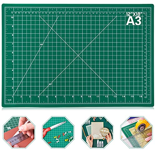 Self Healing Sewing Mat, Anezus 12" x 18" Rotary Cutting Mat Double Sided 5-Ply Craft Cutting Board for Sewing Crafts Hobby Fabric Precision Scrapbooking Project - A3: 18x12 Inches