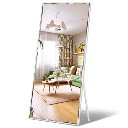 Full Length Mirror 65"x23.6" Standing or Wall Hanging, Vertical White Frame HD Rectangle Full Body Tall Big Floor Stand up or Wall Mounted Mirror - White 65"x23.6"