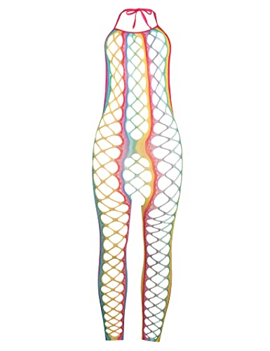 Rainbow Fishnet Cover up Dress Fishnet Bodysuit