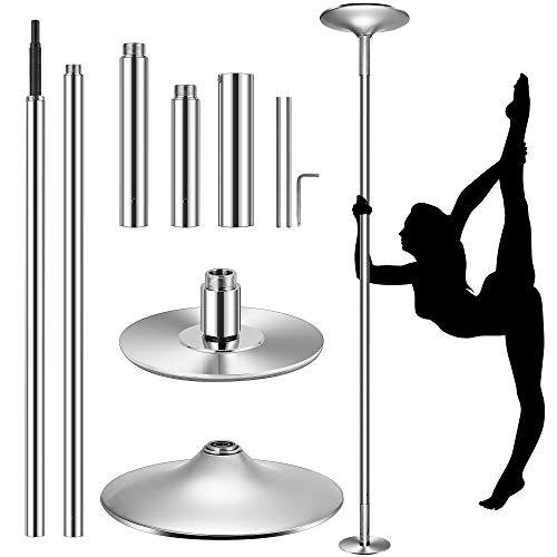 VIVOHOME Professional Spinning Dancing Pole, 45mm Portable Dance Pole for Home Fitness - Silver
