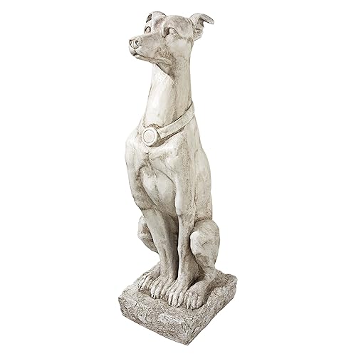 Design Toscano AL32920 Art Deco Whippet Greyhound Sentinel Dog Statue, antique stone - Antique Stone