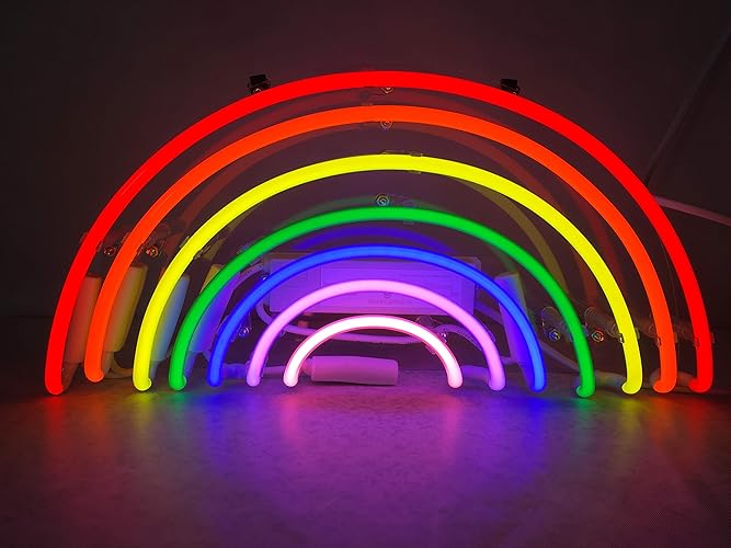 Neon Signs Rainbow Shaped Neon Light Real Glass Handcraft Light for Christmas Birthday Party Living Kid's Room and Wedding Party Decor