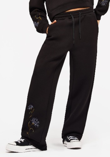 Rosanella Floral Embroidered Wide Leg Joggers | UK 6