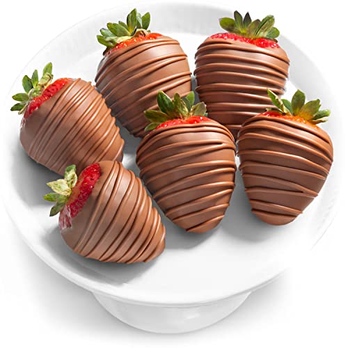 6 Magical Milk Chocolate Covered Strawberries - 6 Milk Dipped Berries - 1 Count (Pack of 1)