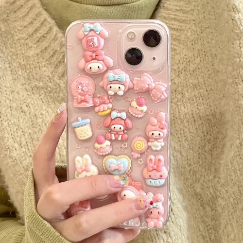 Melody & Kuromi Deco iPhone Case - My Melody / For iPhone 13 Pro