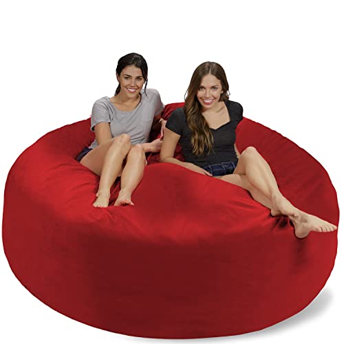 Chill Sack Bean Bags Large Bean Bag, 7-Feet, Red Pebble - Pebble -Red - Chair