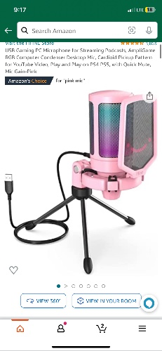 Amazon.com: USB Gaming PC Microphone for Streaming Podcasts, AmpliGame RGB Computer Condenser Desktop Mic, Cardioid Pickup Pattern for YouTube Video, Play and Play on PS4 PS5, with Quick Mute, Mic Gain-Pink : Video Games
