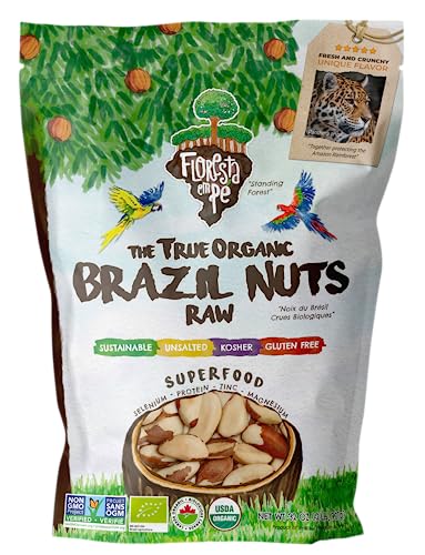 The True Organic Premium Brazil Nuts (32oz - 2lbs) Raw & Unsalted | Kosher | Non-Gmo | Certified Organic | Fresh | Vegan | Gluten Free | Keto and Paleo Friendly | Sustainably Harvested - Raw/Medium - 32 Ounces