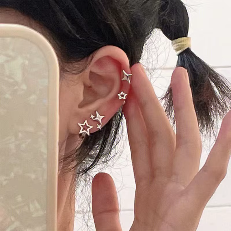 Pendiente de aro de estrella hueca chapada en plata para mujer, accesorios Vintage, regalo de joyería estética, tendencia 2023 - AliExpress 36