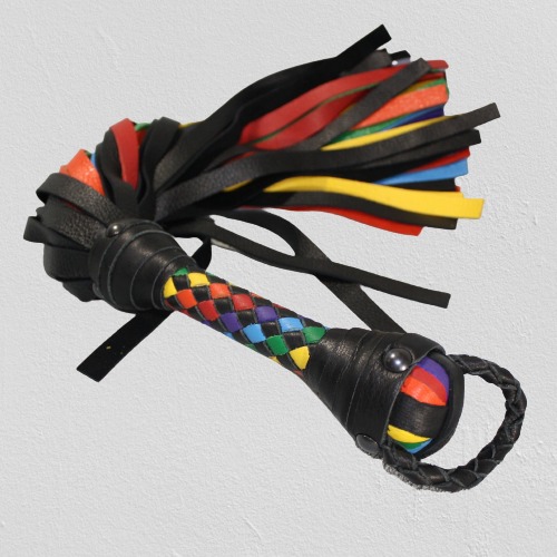 Rainbow Flogger &  Pride Floggers – Single or Florentine - Florentine Set -- Two Standard size / Metallic Rainbow