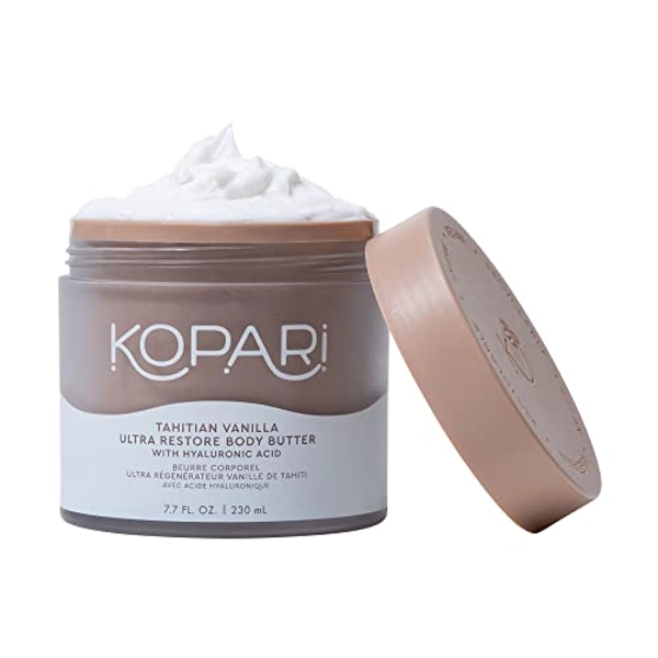 Kopari Tahitian Vanilla Ultra Body Butter | Hyaluronic Acid, Antioxidants, Omegas, and Fatty Acids to Hydrate and Retain Moisture | Sweet Tahitian Vanilla Scent with Notes of Butter and Cream | Vegan and Cruelty Free | 7.7 Oz