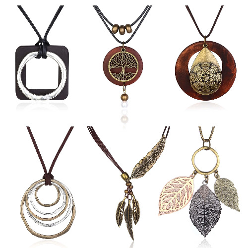 Jstyle 6Pcs Long Pendant Necklaces