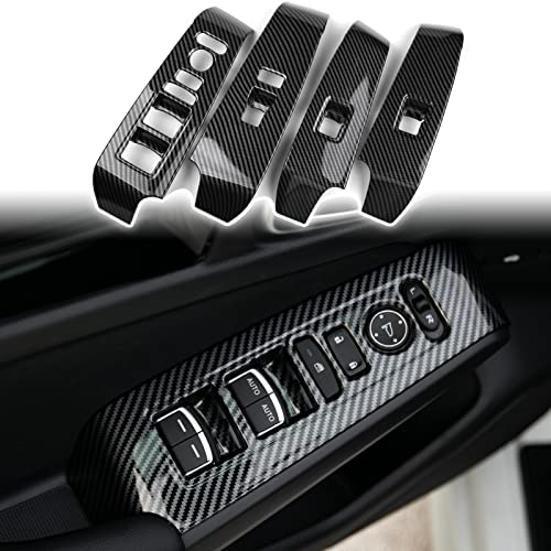 Thenice for 11th Gen Civic Window Control Panel Door Armrest Cover Door Lock Switch Trim for Honda Civic 2022 2023 2024 -Carbon Fiber Grain