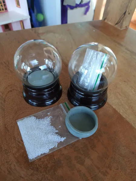 65mm D.I.Y. Snow Globe Kit SET OF TWO (65mm glass dome, Rubber Seal, Wooden base, Fake snow)