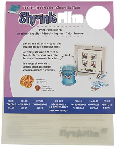 Grafix Ink-Jet Printable Shrink Film – Clear, 8.5 x 11”, Pack of 50 – Printable Shrink Sheets, Design Your Art, Print, and Shrink It to Create Jewelry, Embellishments, Paper Crafts, Ornaments and More - Clear - 6-Pack